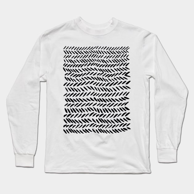 Watercolor knitting pattern - black and white Long Sleeve T-Shirt by wackapacka